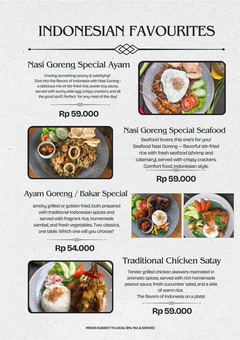 Nu Kitchen Bali меню