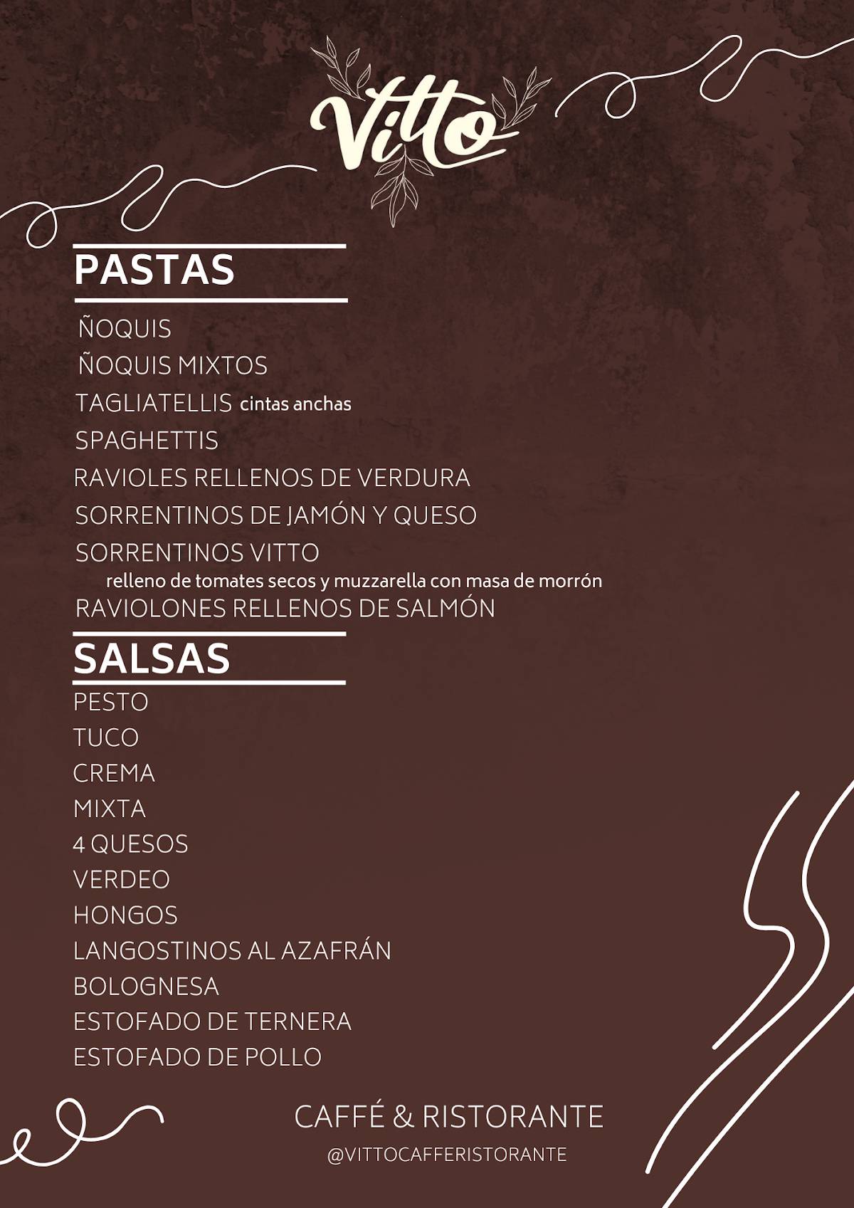 Vitto Ristorante меню
