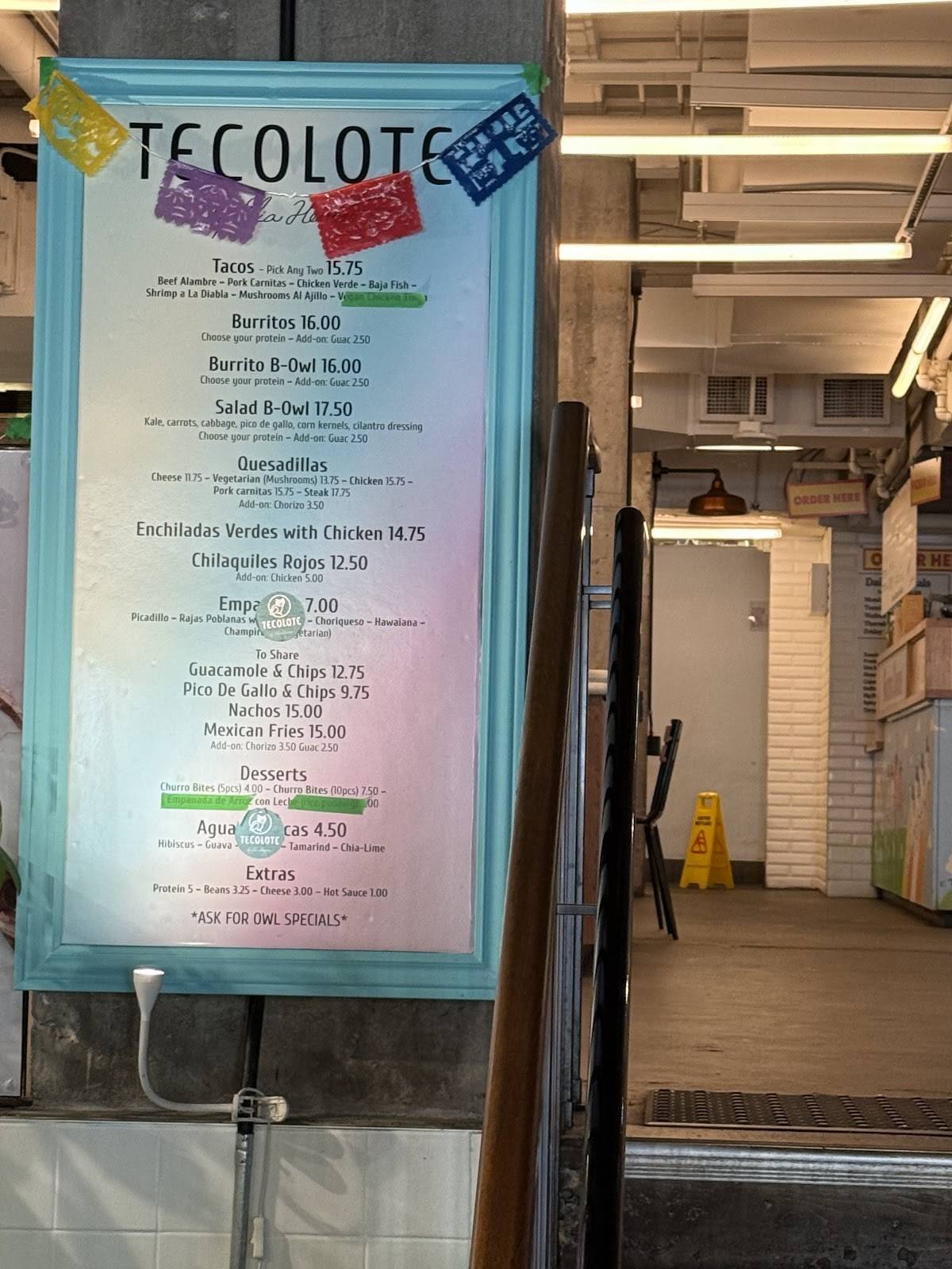 Tecolote Mexican Cuisine меню