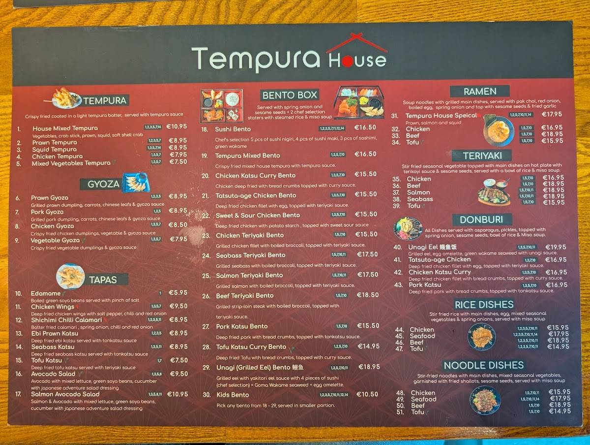 Tempura House меню