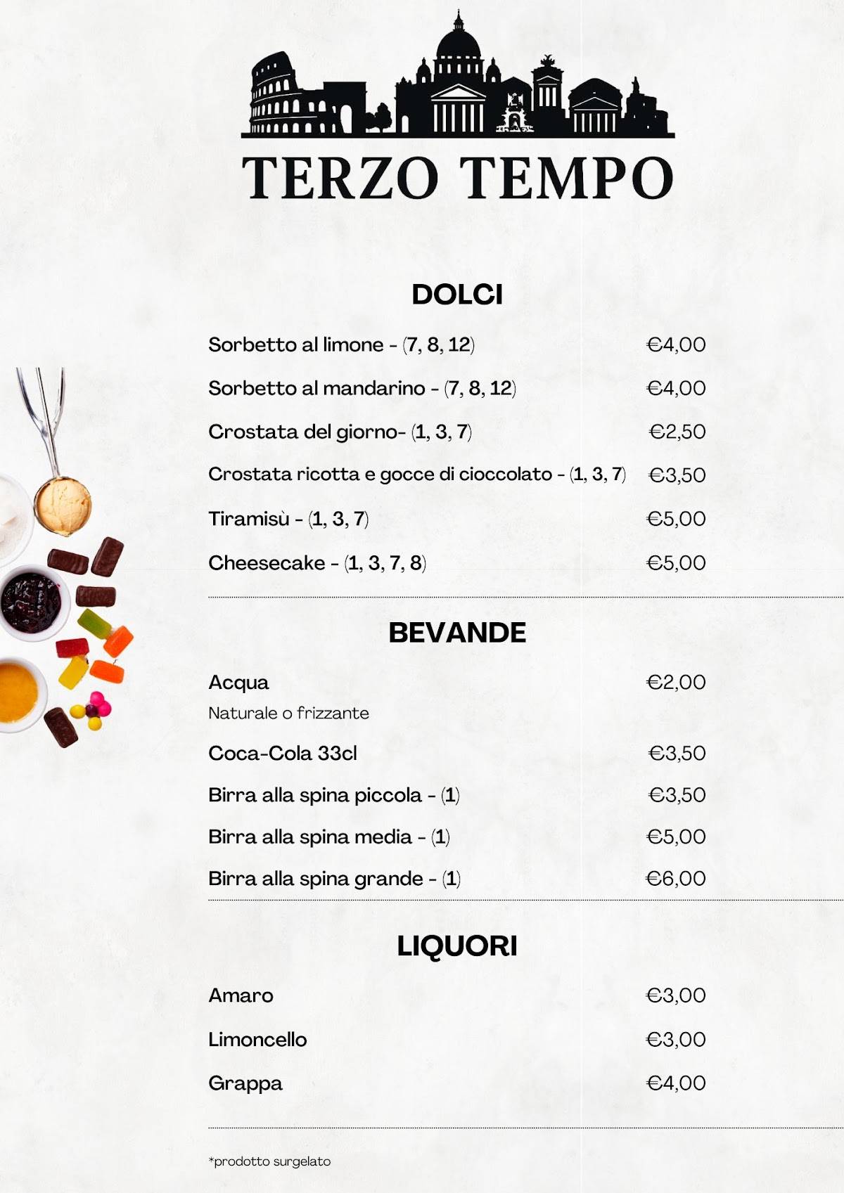 Terzo Tempo меню