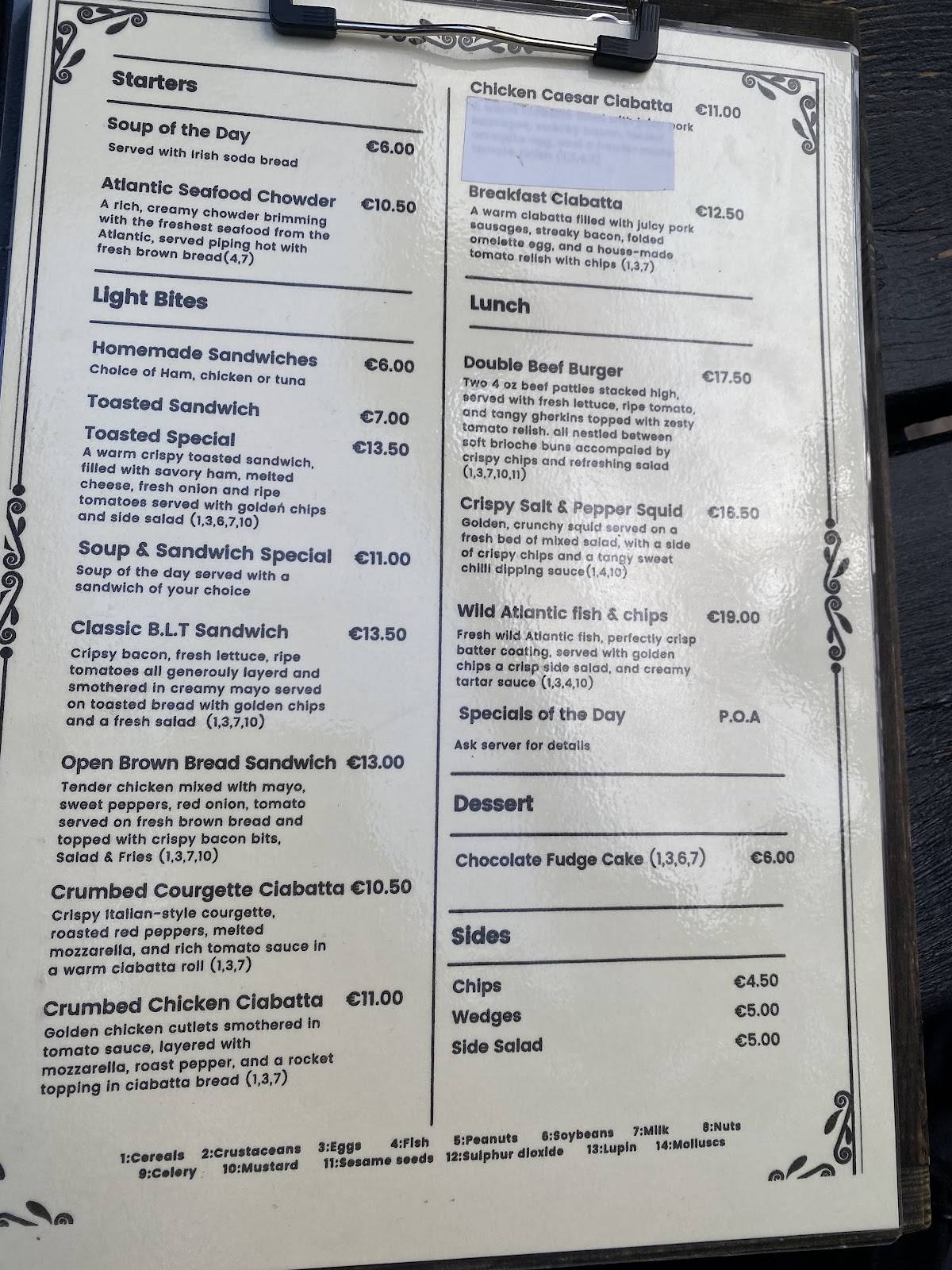 The Anchor Bar меню