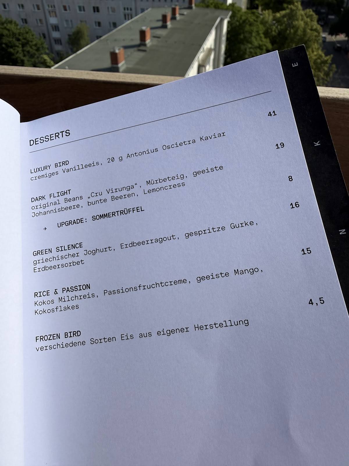 The Bird Rooftop меню