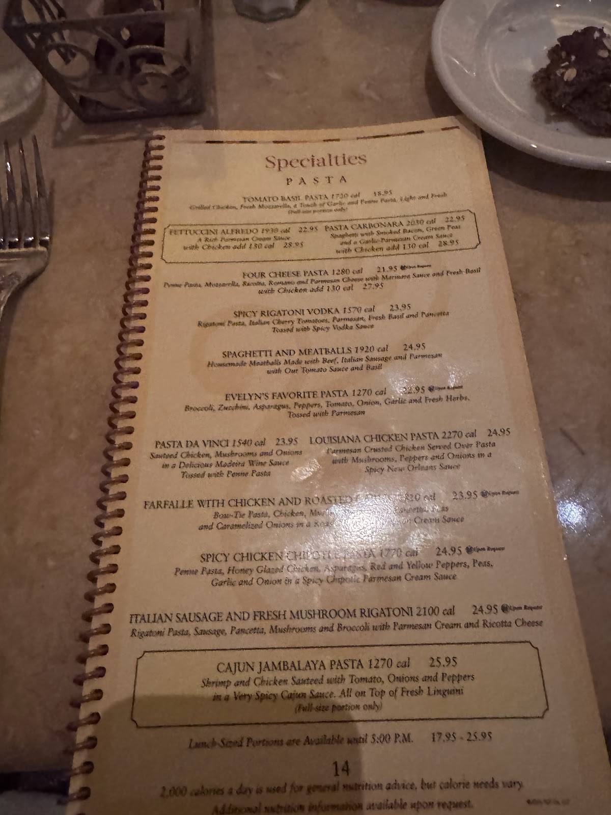 The Cheesecake Factory меню