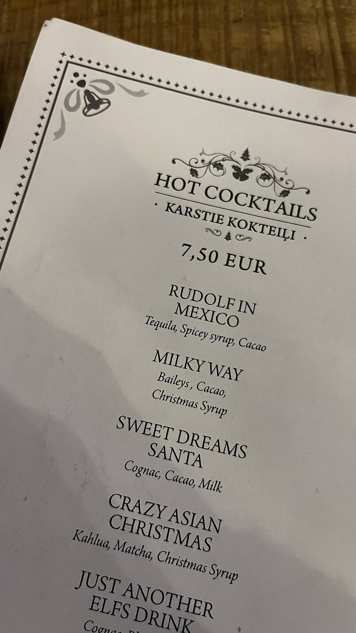 The Christmas Bar Riga by This Place Doesn't Need A Name меню