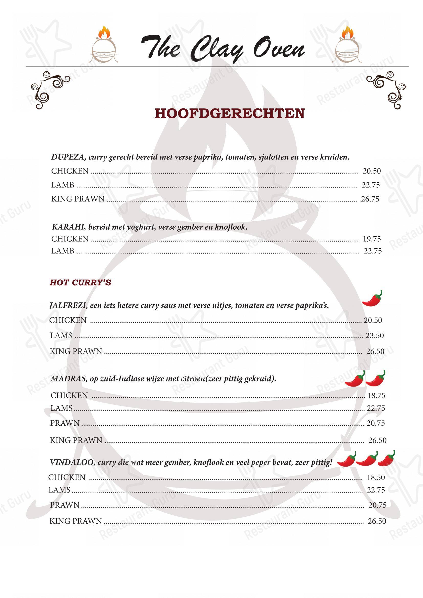 The Clay Oven в Rijswijk - 菜单