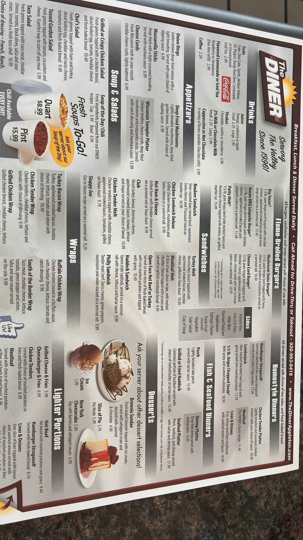 The DINER at Appleton меню