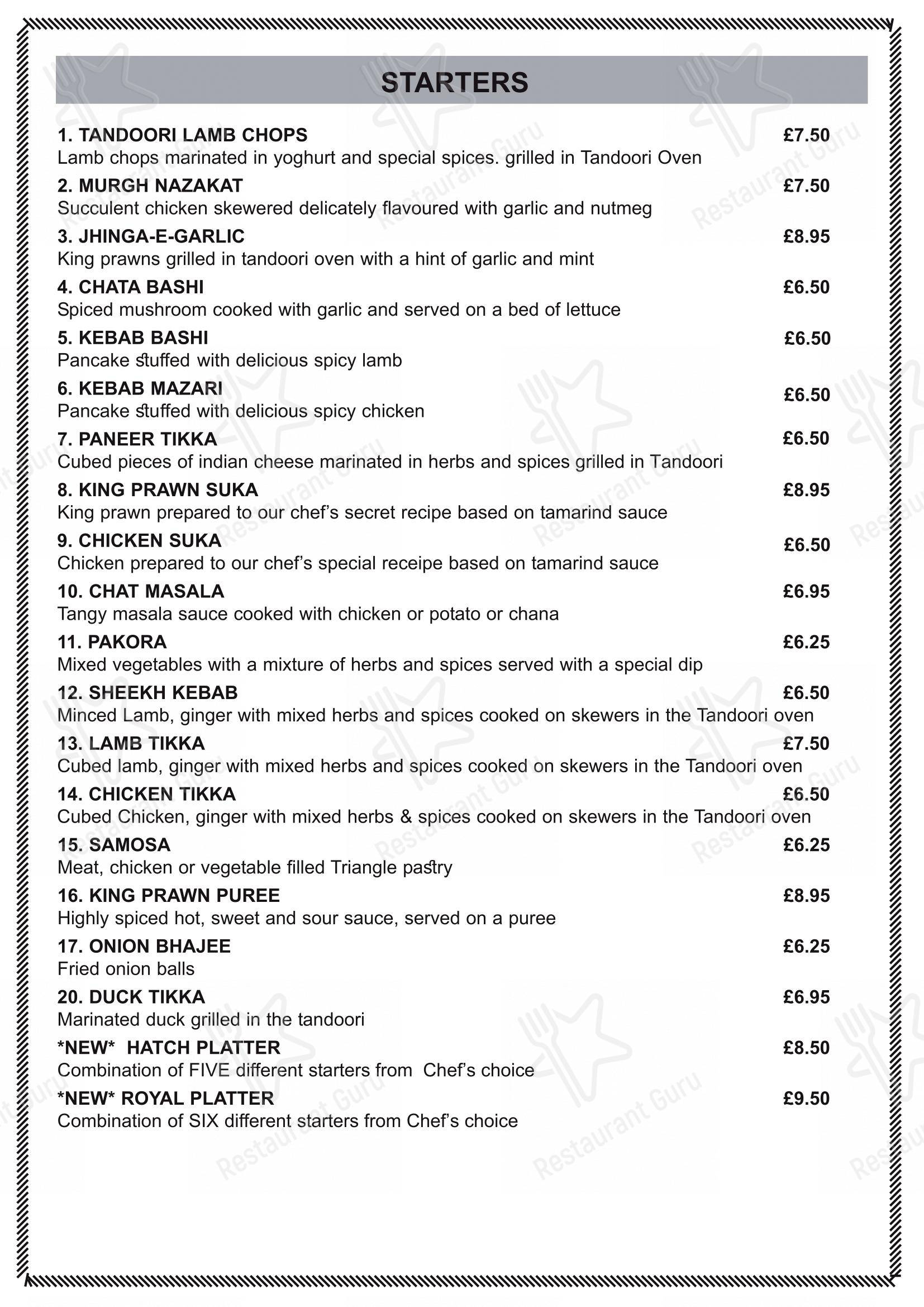 Меню паба и бара The Hatch Gate Inn в Рединге