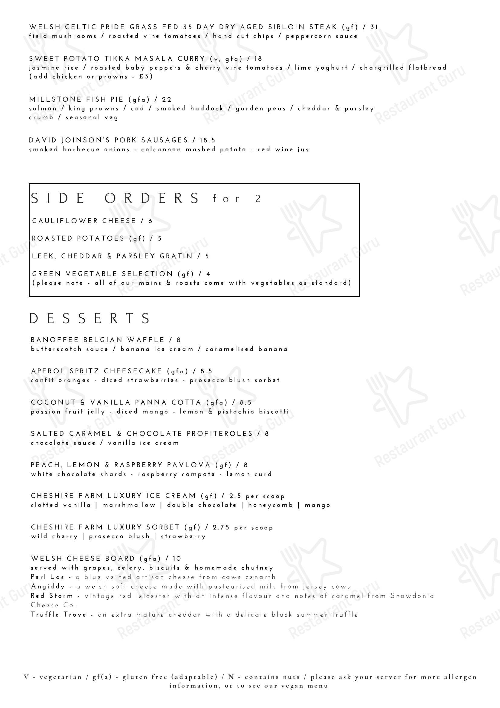 The Millstone в Пенифордде - Drink menu