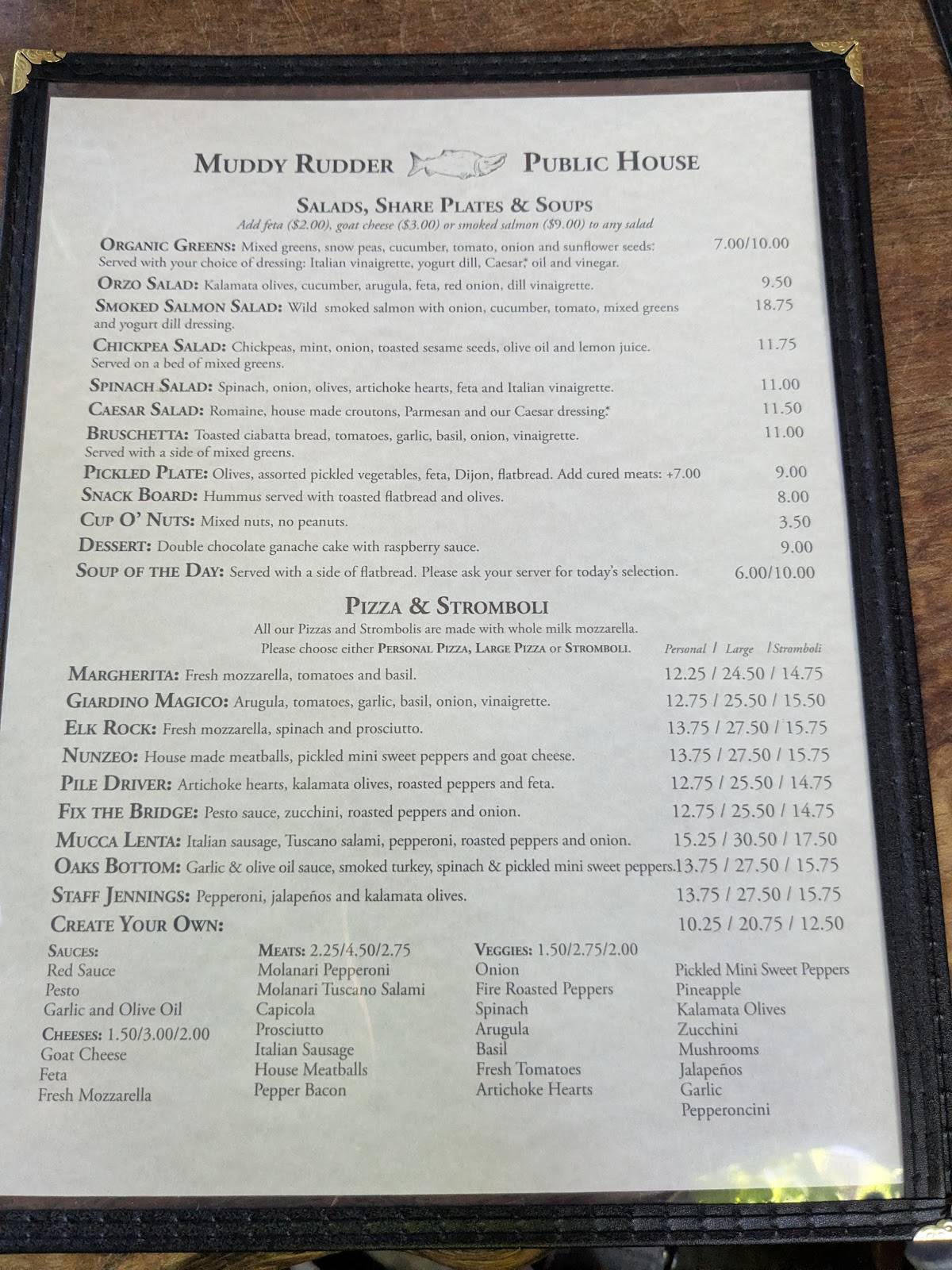 The Muddy Rudder Public House меню