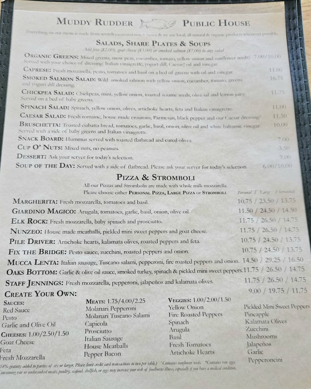 The Muddy Rudder Public House меню