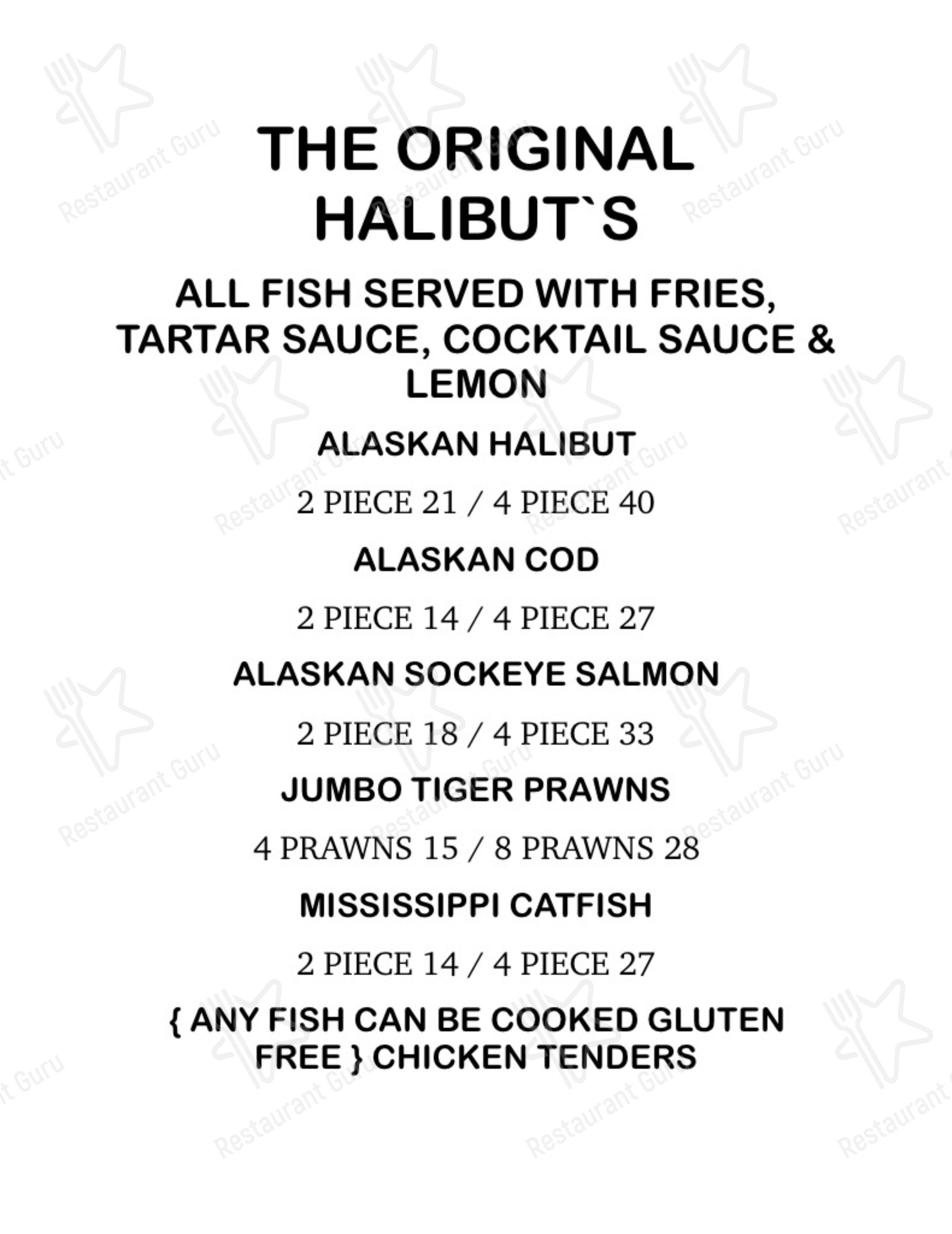 The Original Halibuts в Портленде - Меню
