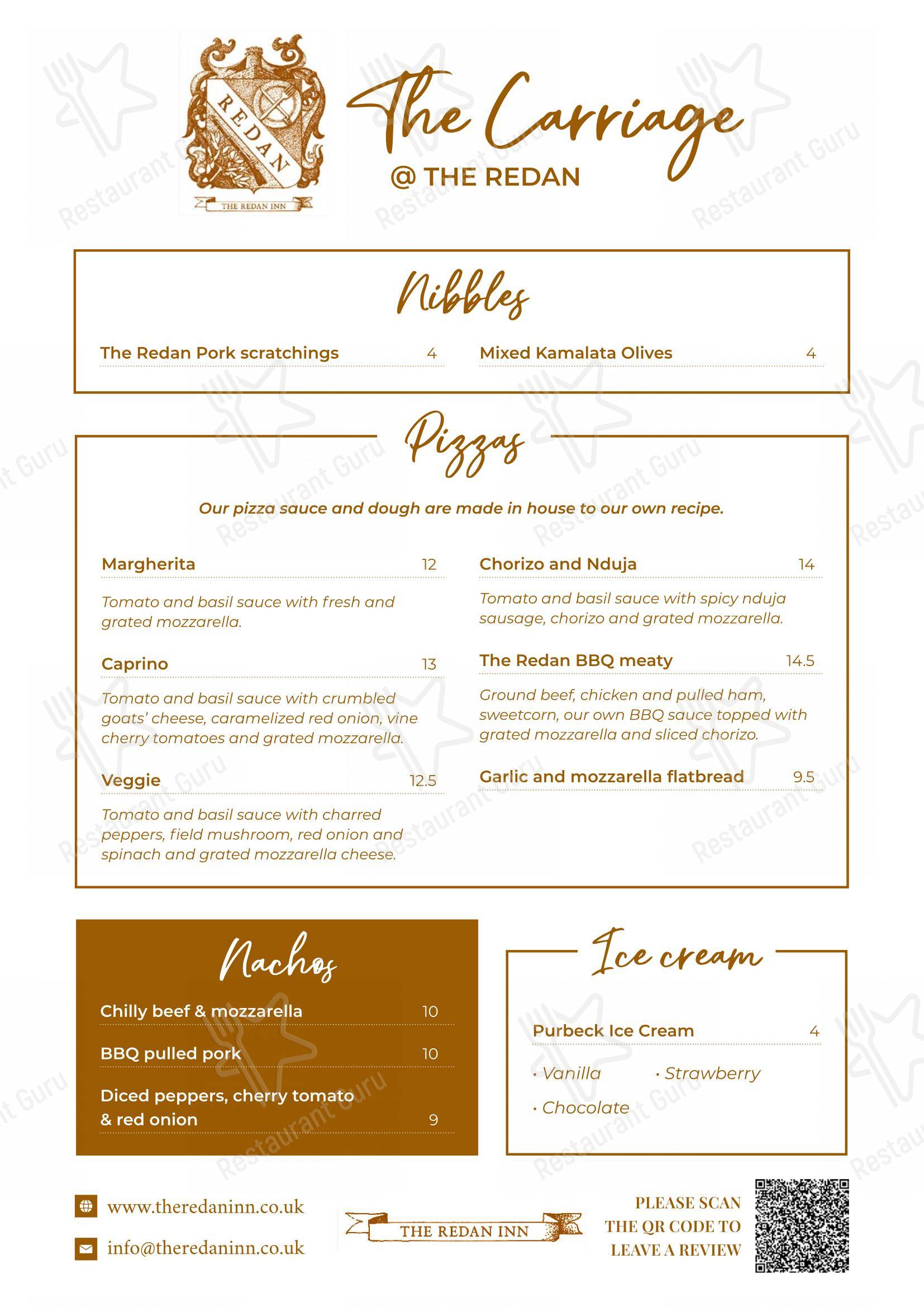 Меню паба и бара The Redan Inn - Drink menu