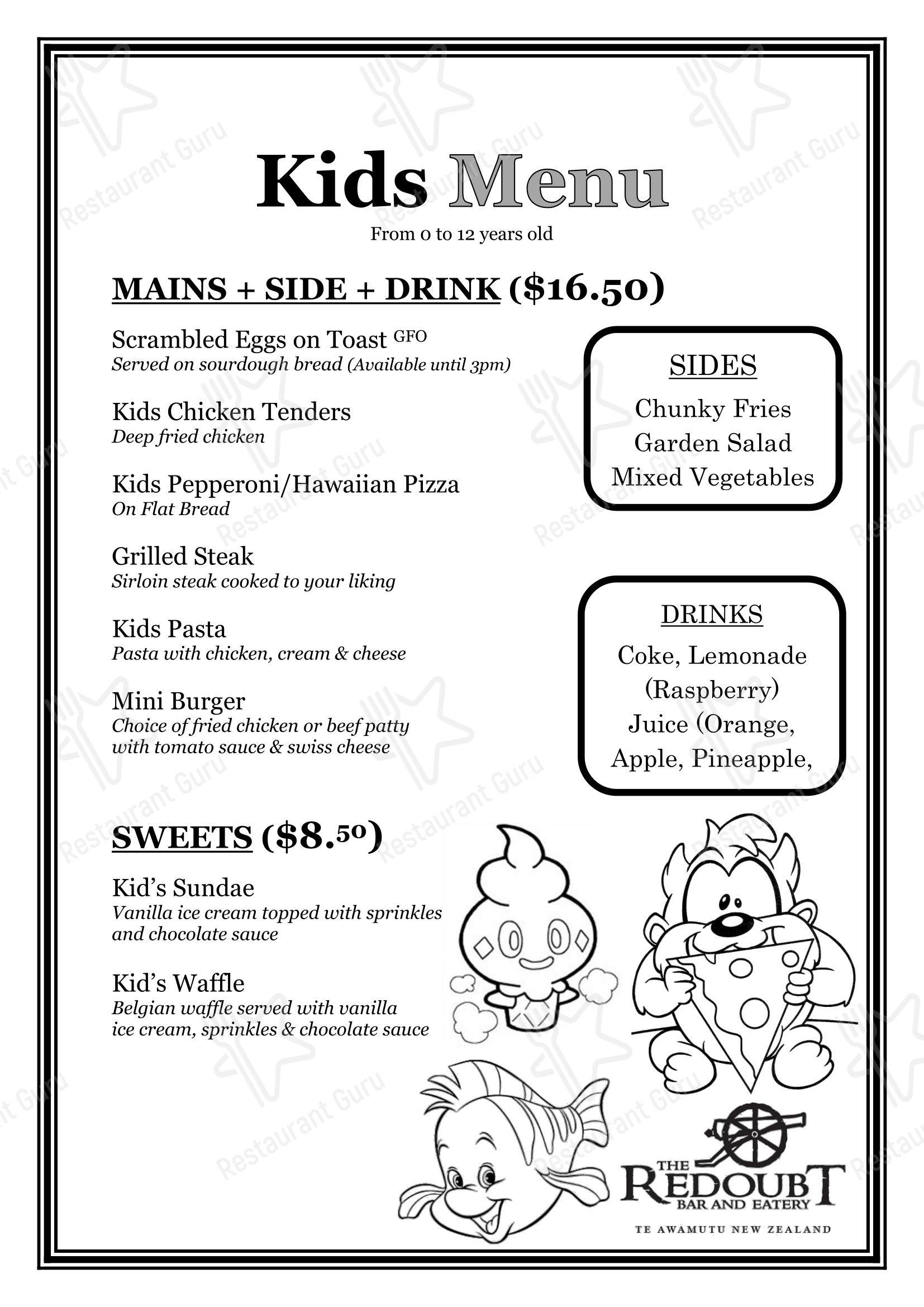 Коктейльная карта ресторана The Redoubt Bar & Eatery Te Awamutu