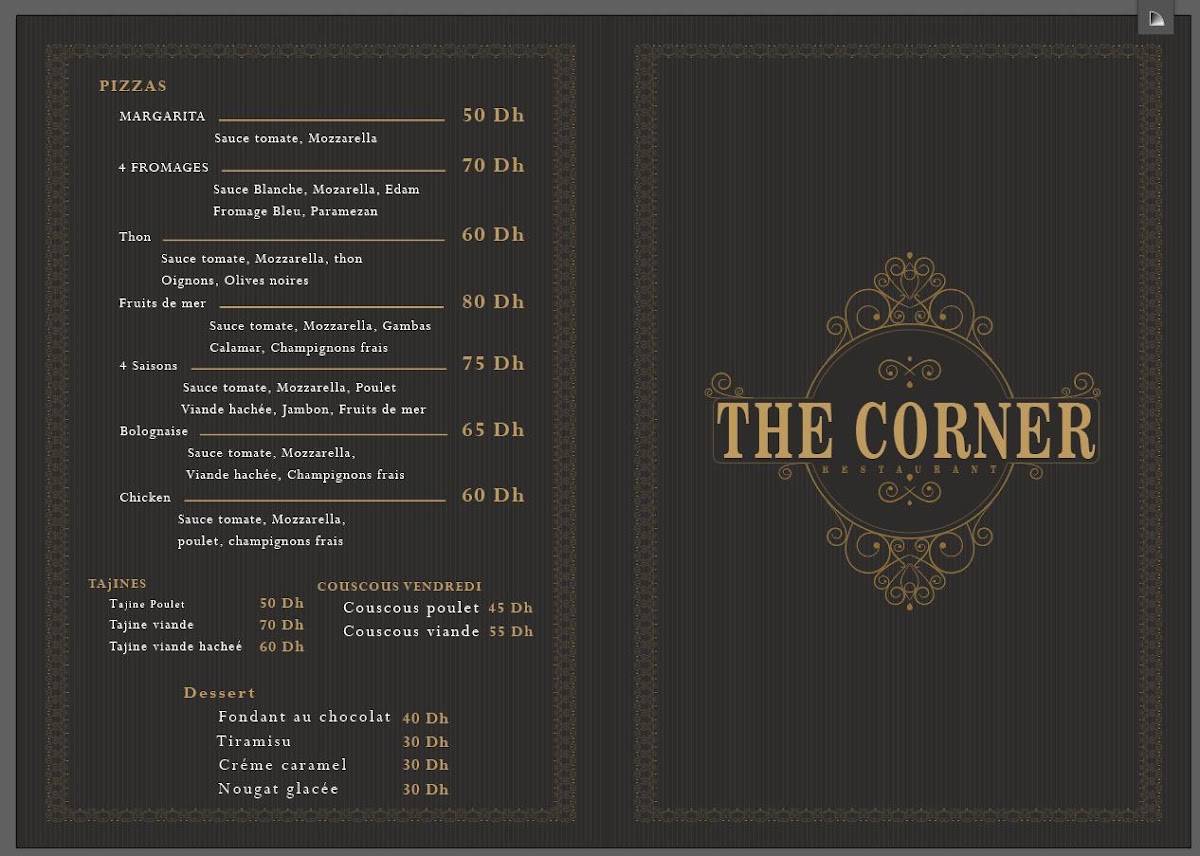 The corner меню