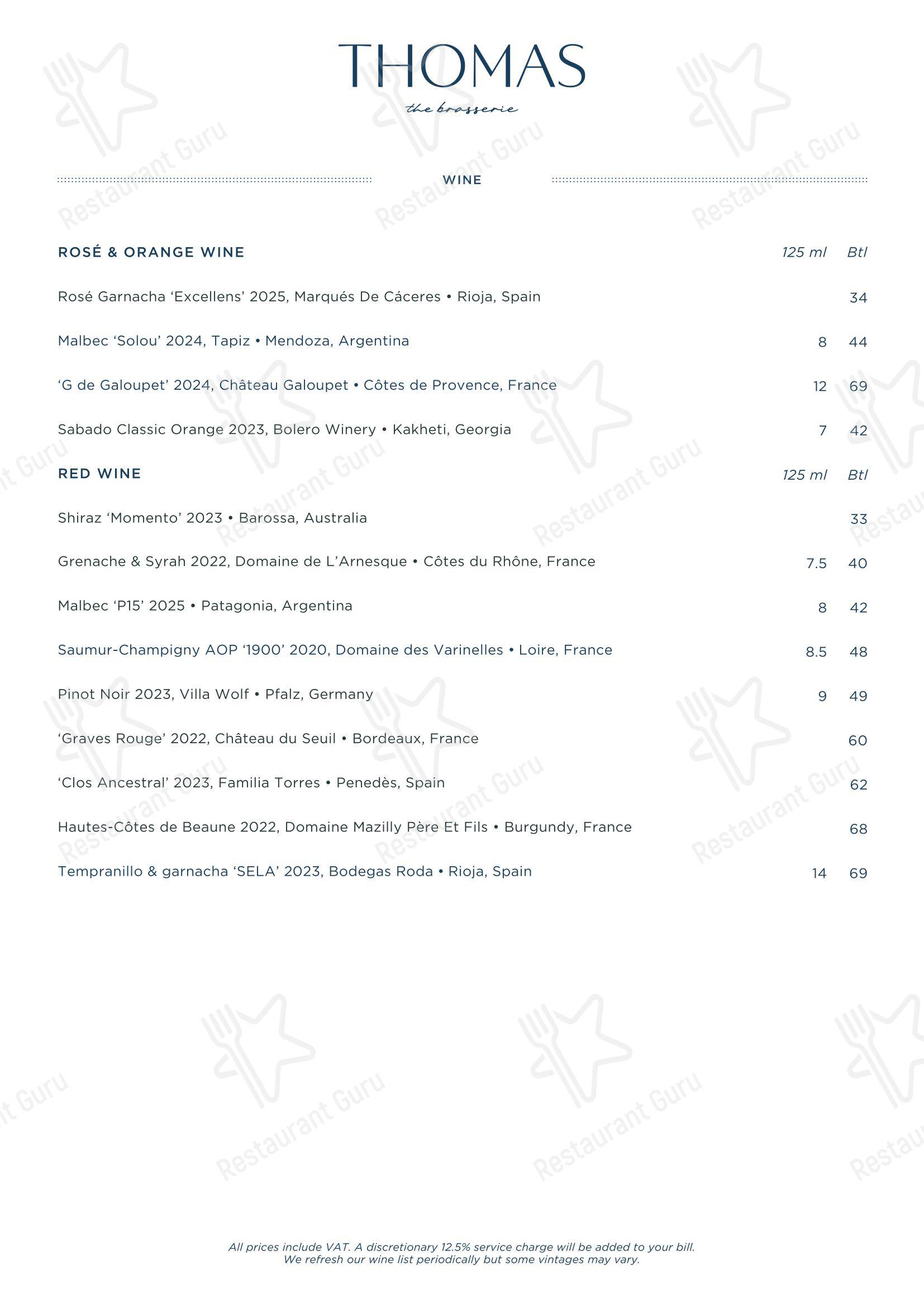 At Home Catering Menu ресторана Thomas