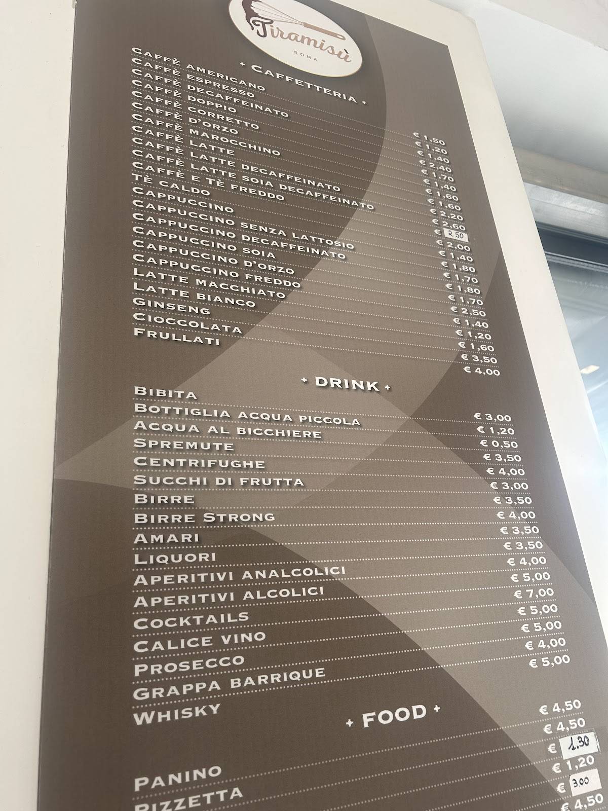 Tiramisu' меню