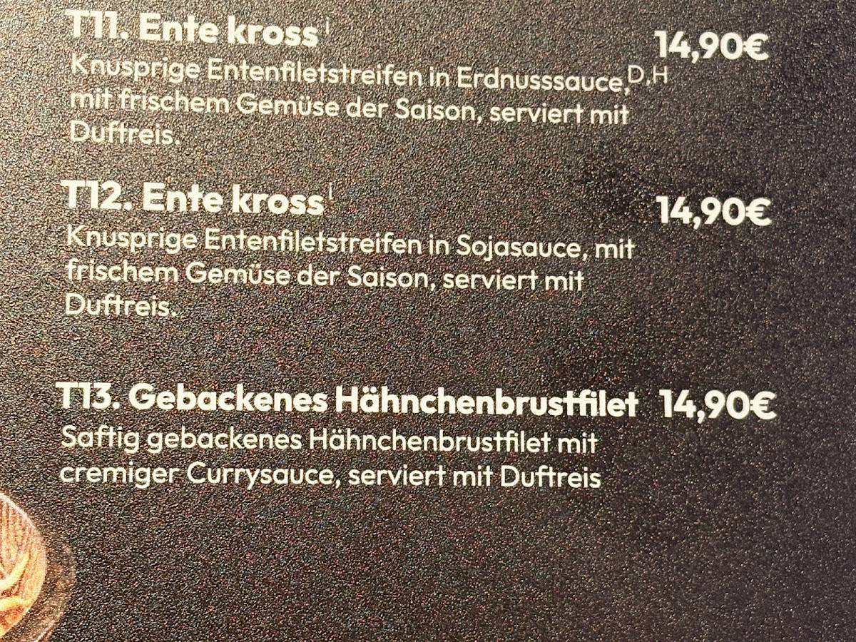Togao Rendsburg меню
