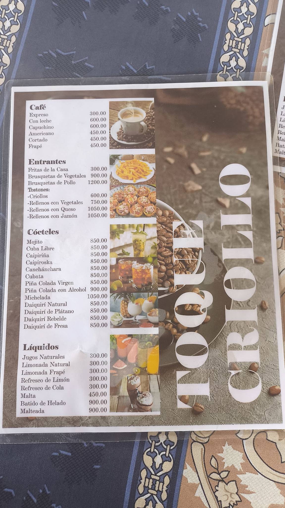 Toque Criollo меню