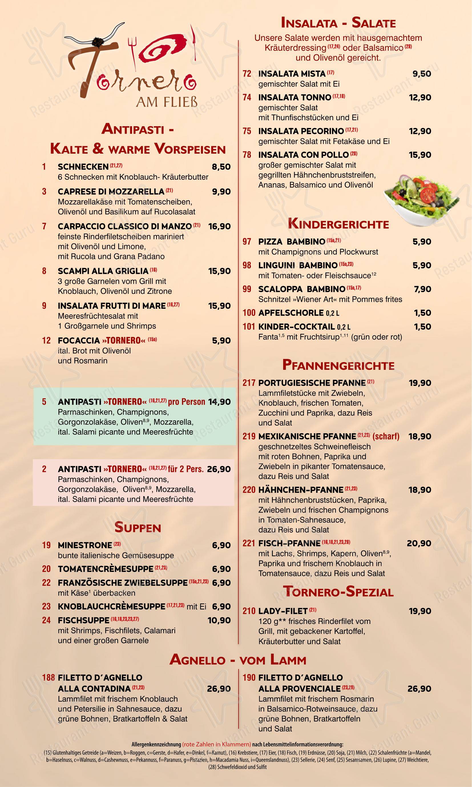 Tornero в Берлине - Меню напитков