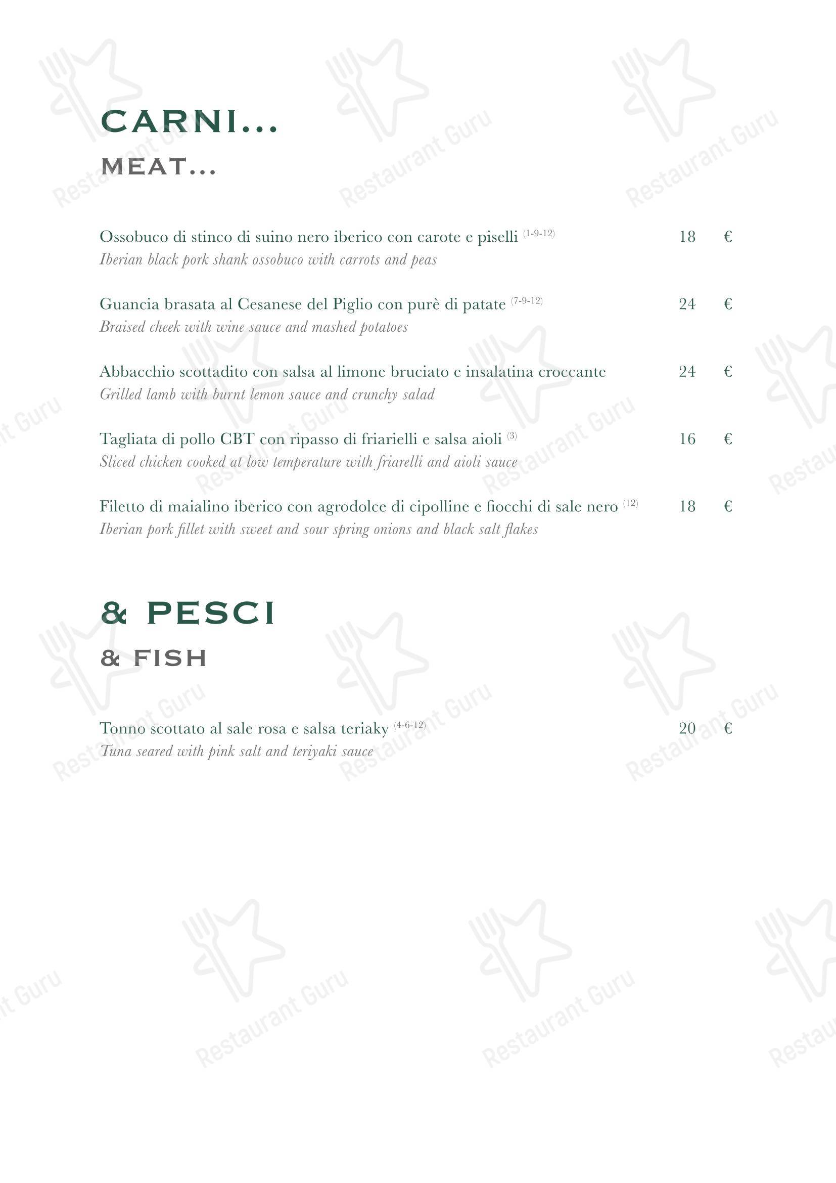 Trattoria Stendhal Roma в Риме - Основное меню