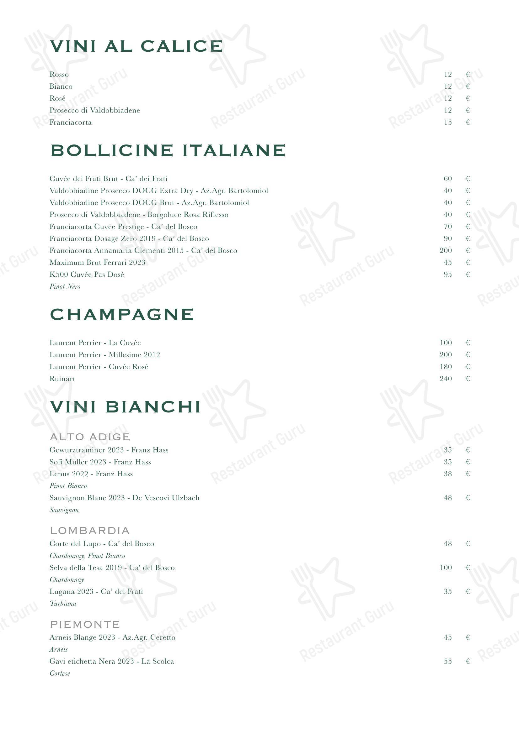Меню ресторана Trattoria Stendhal Roma