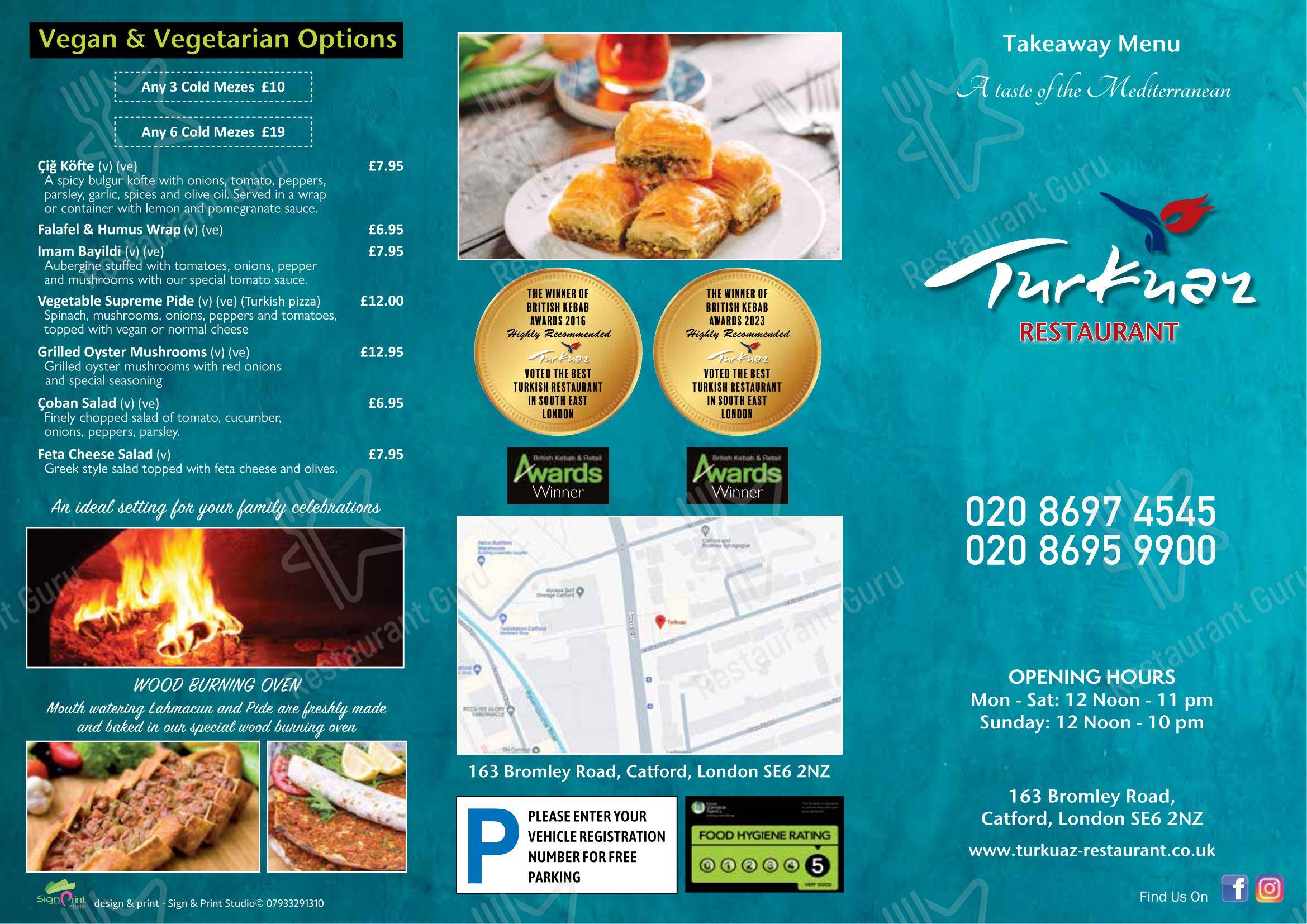 Меню ресторана Turkuaz Restaurant