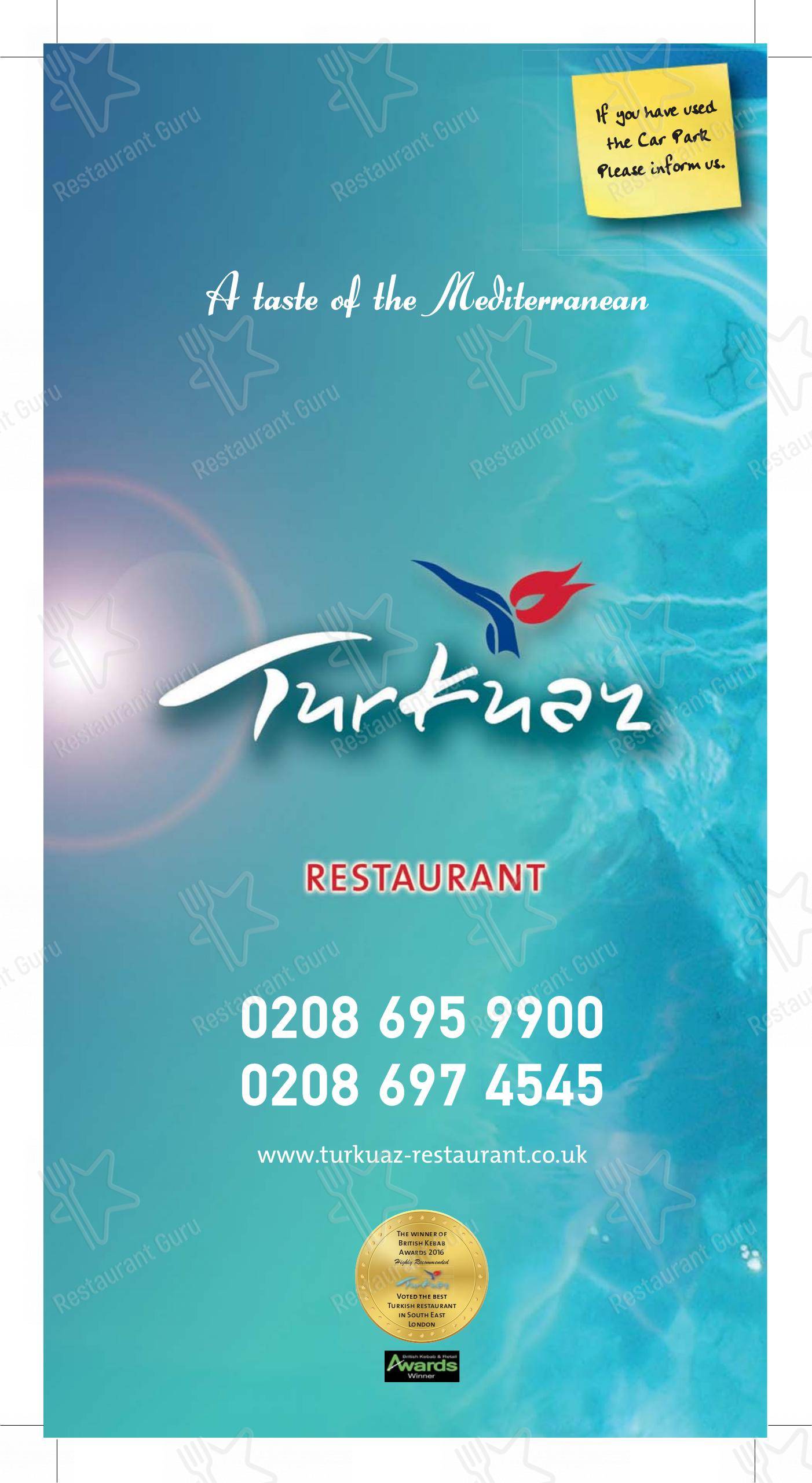 Ночное меню ресторана Turkuaz Restaurant в Лондоне