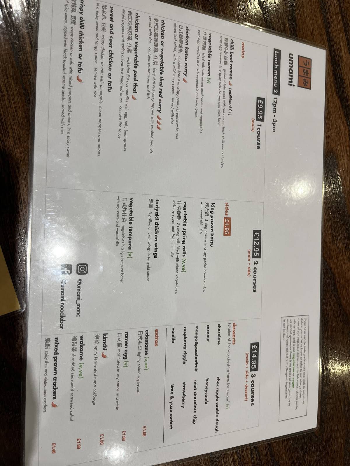 Umami меню