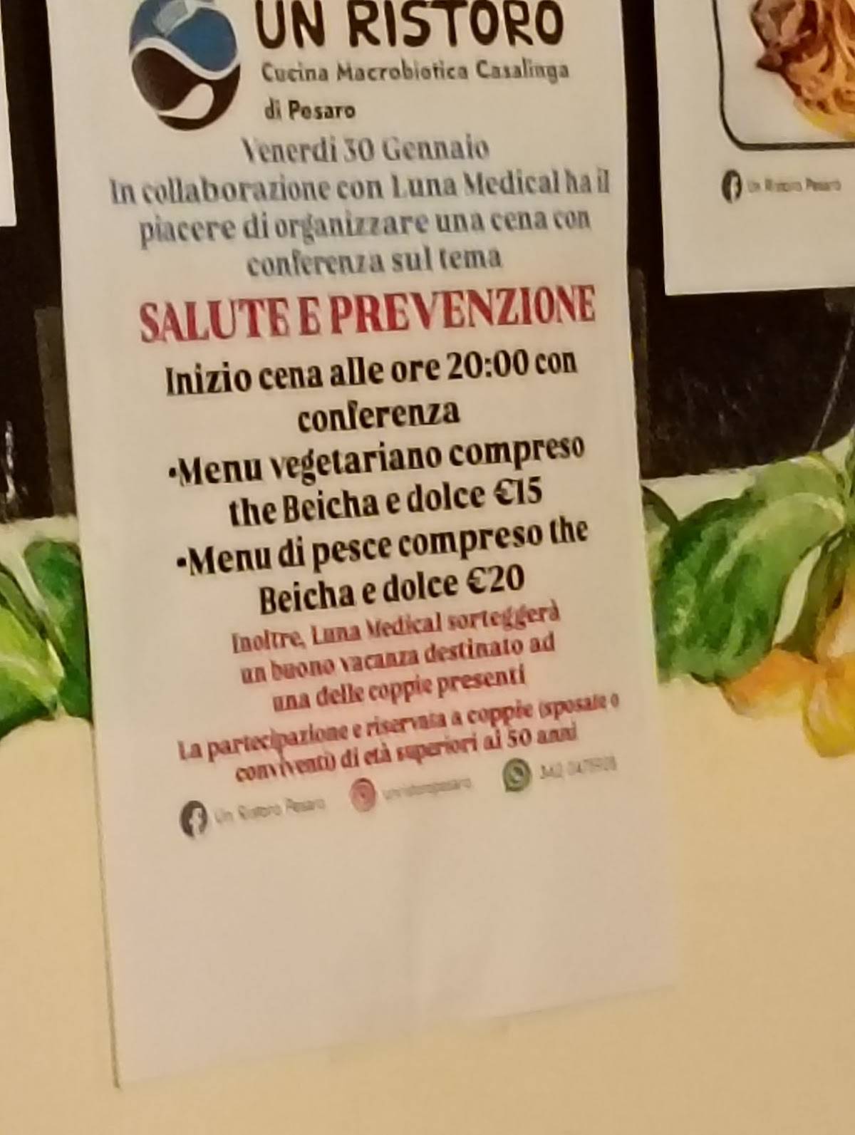 Un Ristoro - Cucina Macrobiotica Casalinga меню