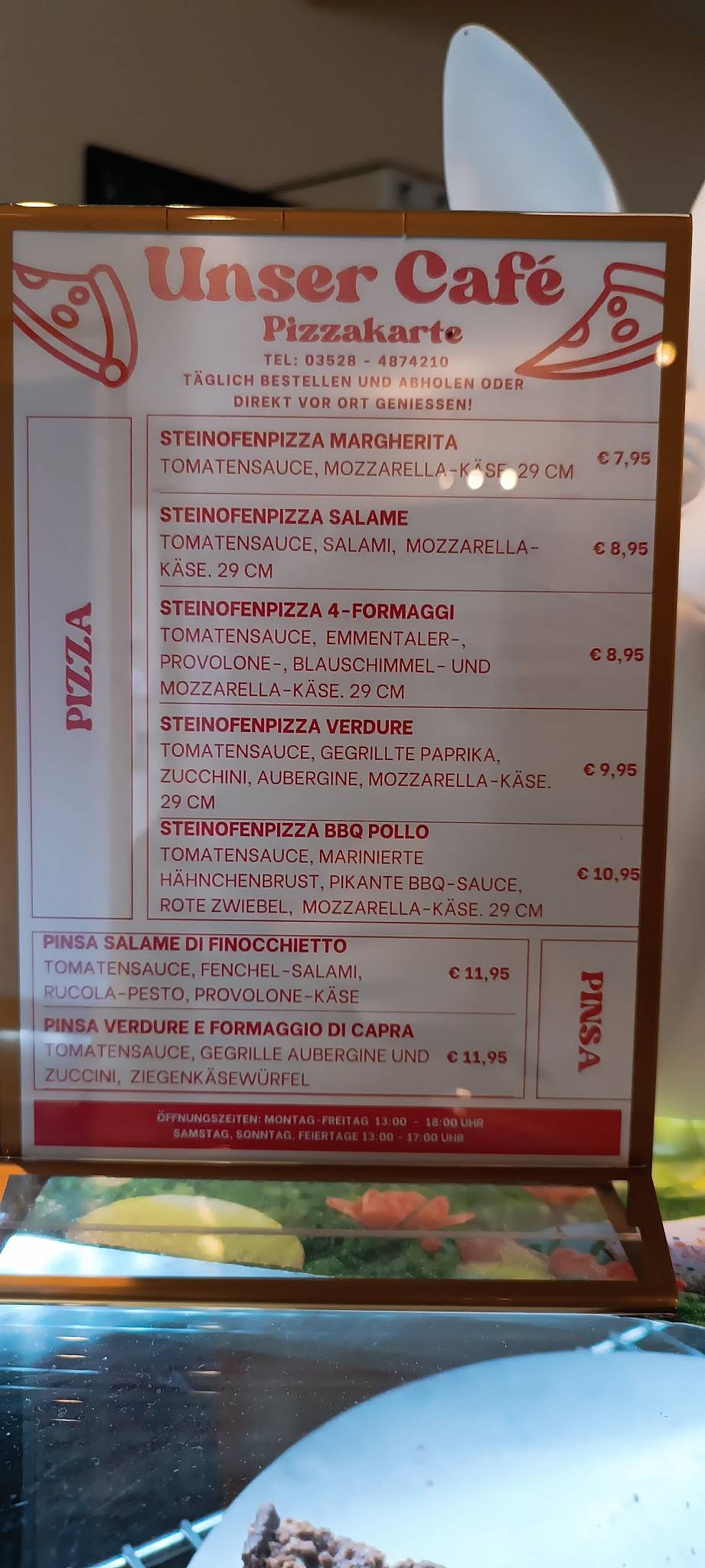 Unser Café меню