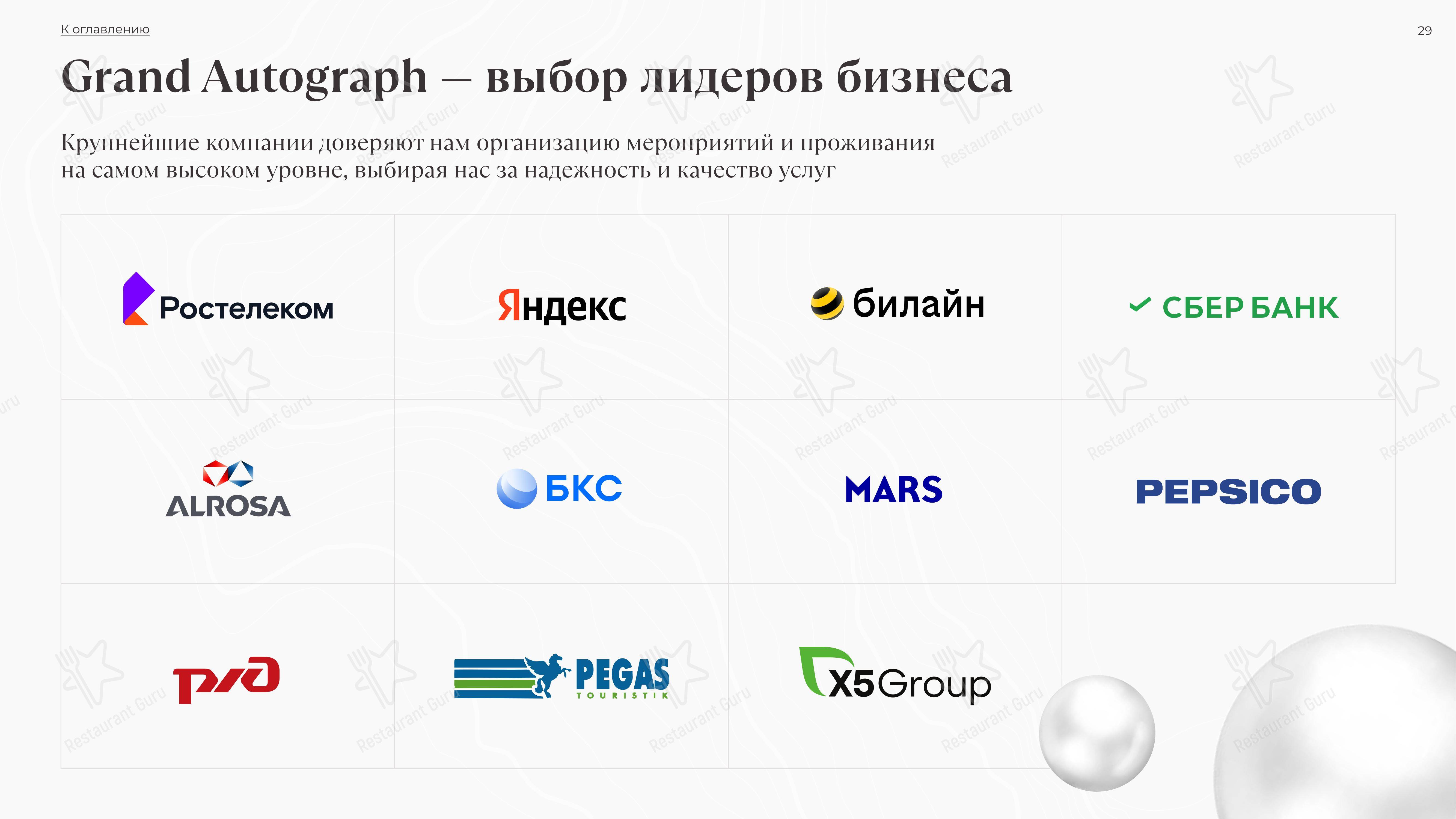 Меню ресторана Увертюра - Меню