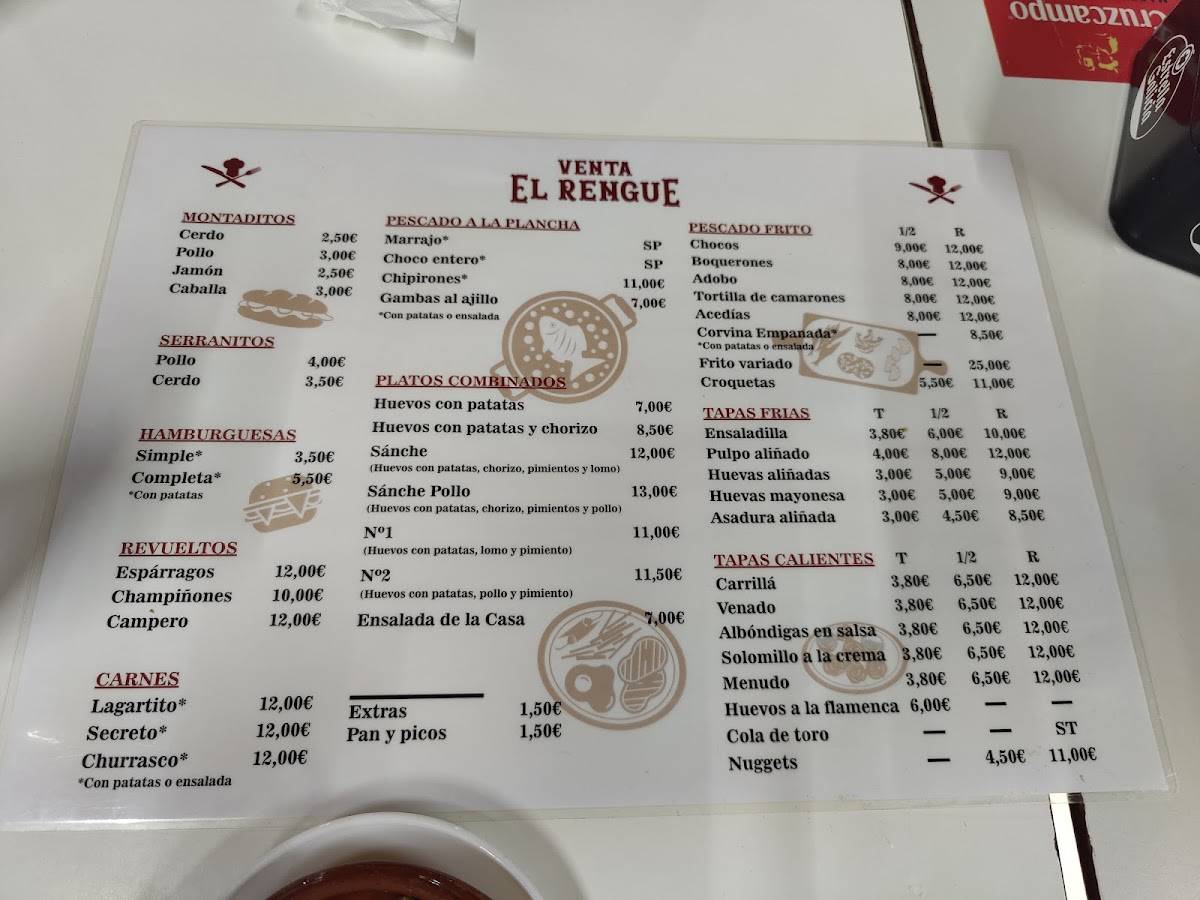 Venta El Rengue меню