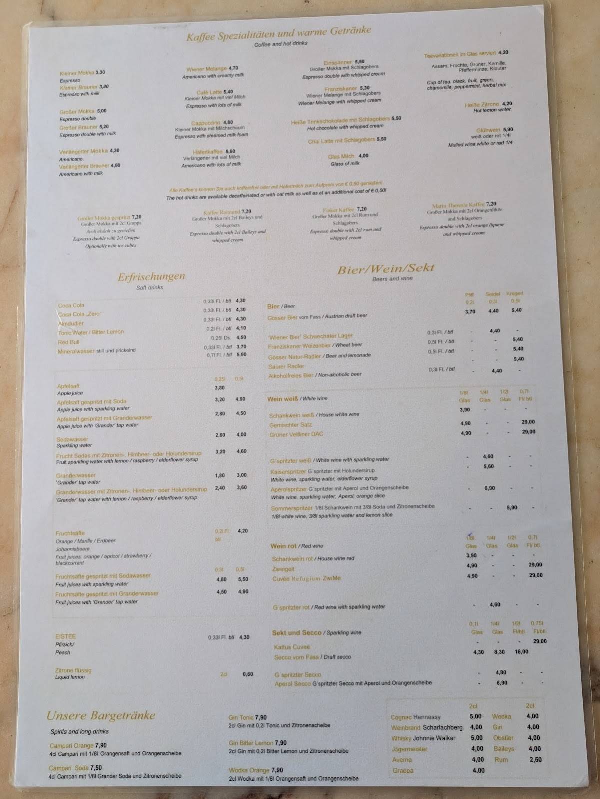 Cafe Restaurant Raimund меню