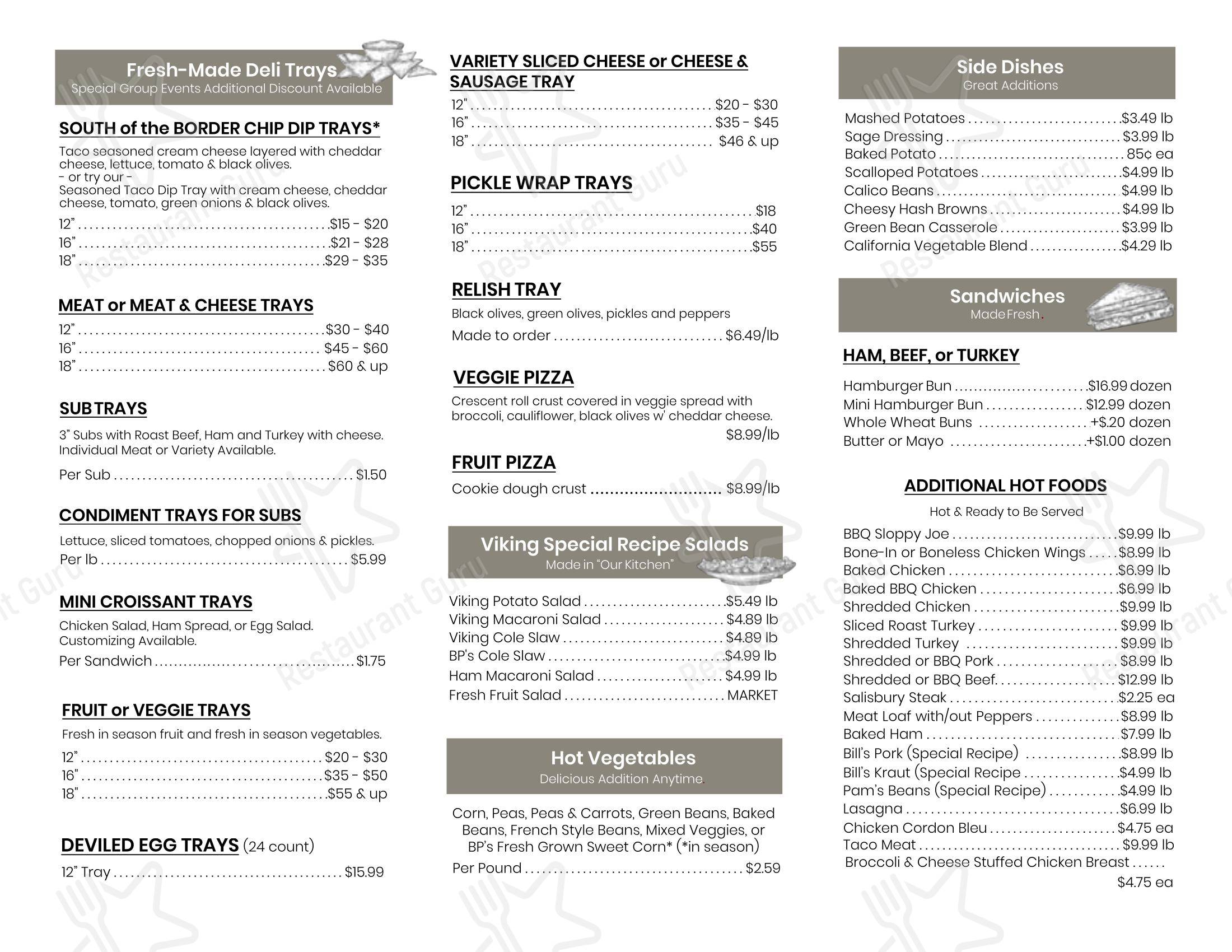 Меню ресторана Viking Village Foods
