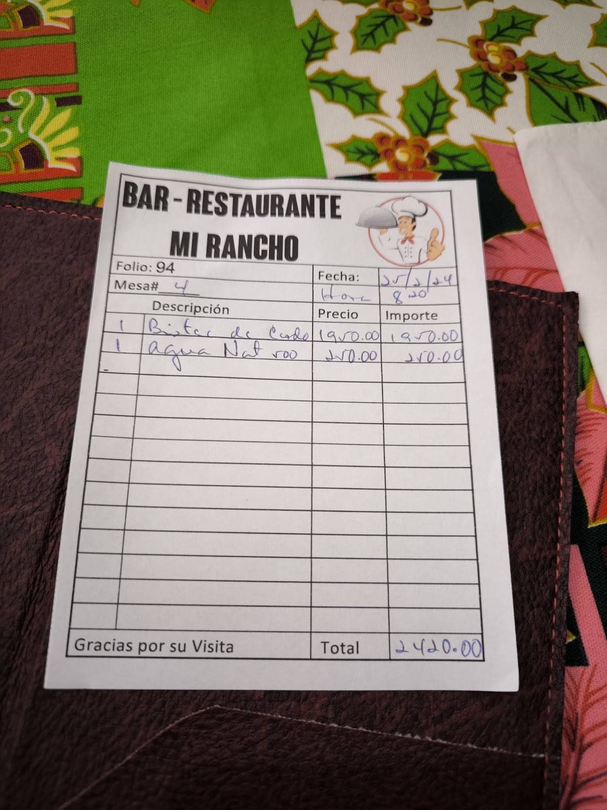 Mi Rancho меню