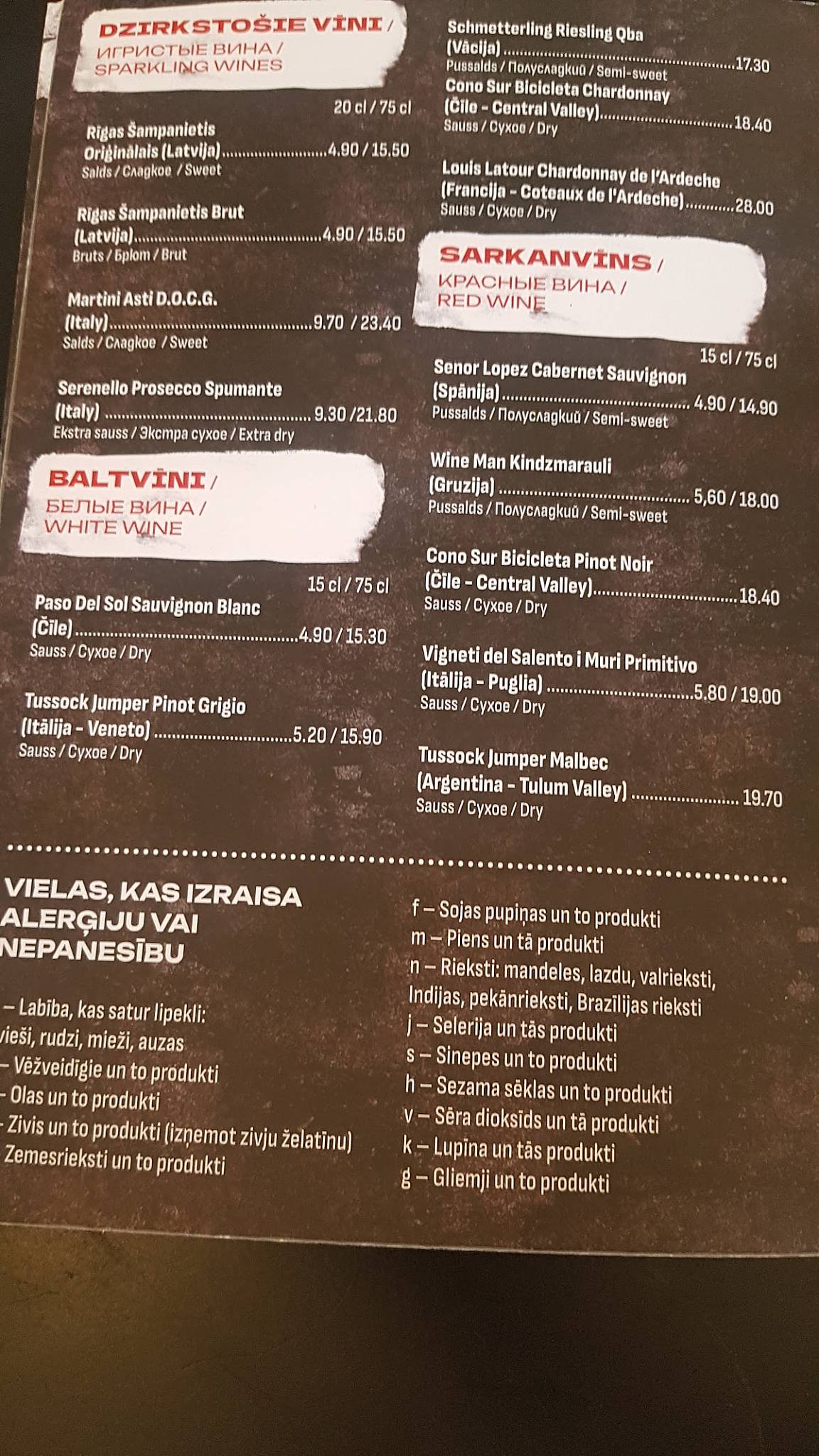 Висдари меню