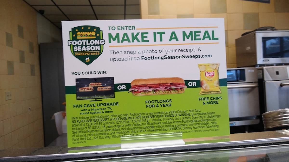 Subway меню