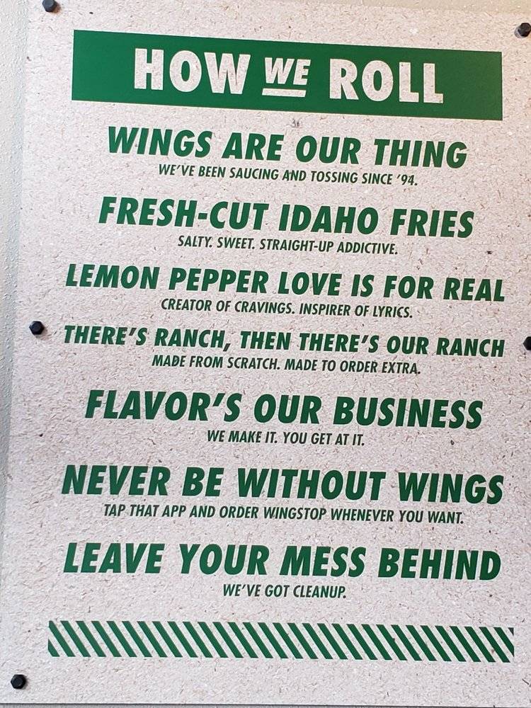 Wingstop меню