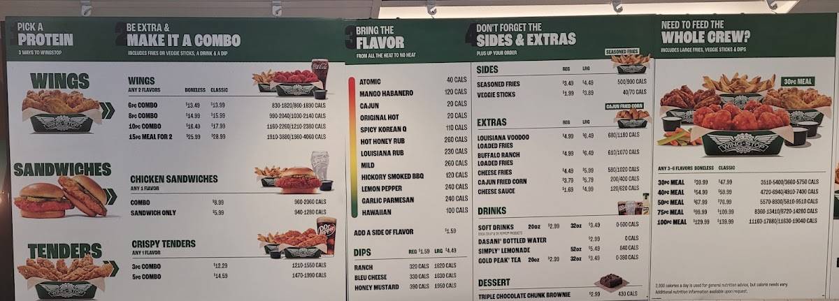 Wingstop меню