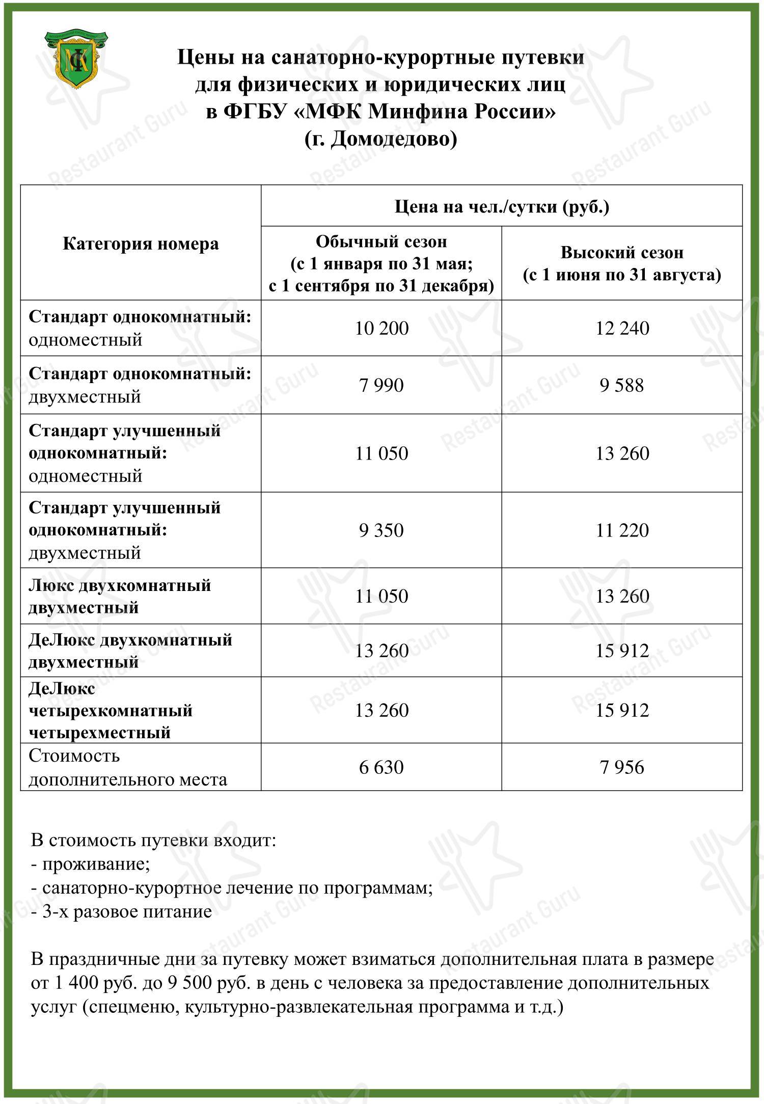 Меню напитков кафе Зимний сад в Домодедово
