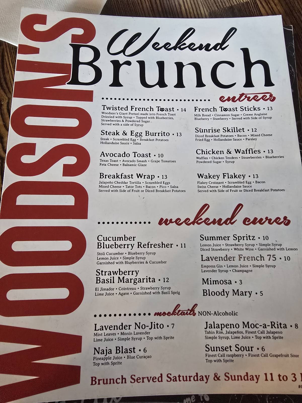 Woodson's Local Tap + Kitchen (Grand Parkway) меню