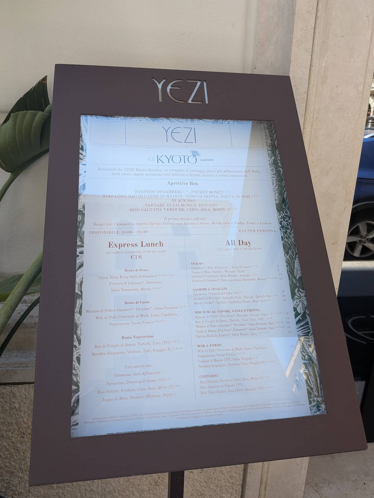 YEZI Rome меню