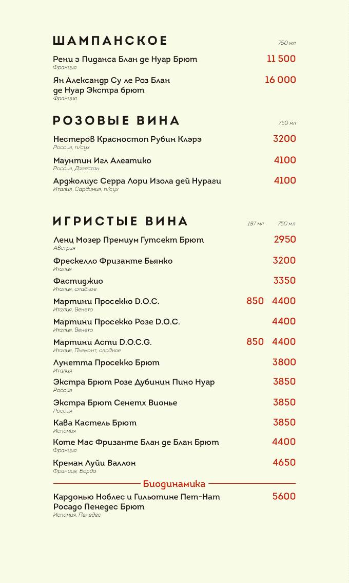 Оптимист, бар-ресторан меню