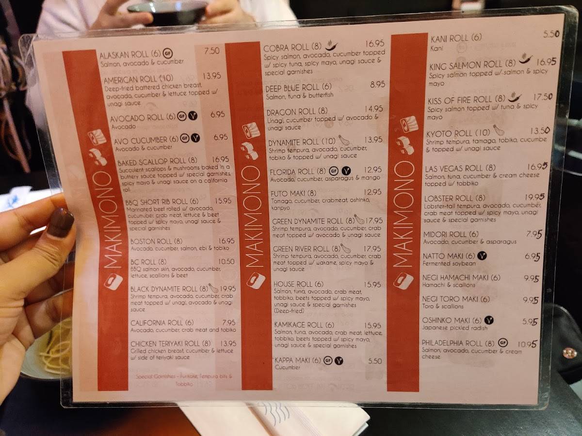Yumi Japanese Restaurant меню