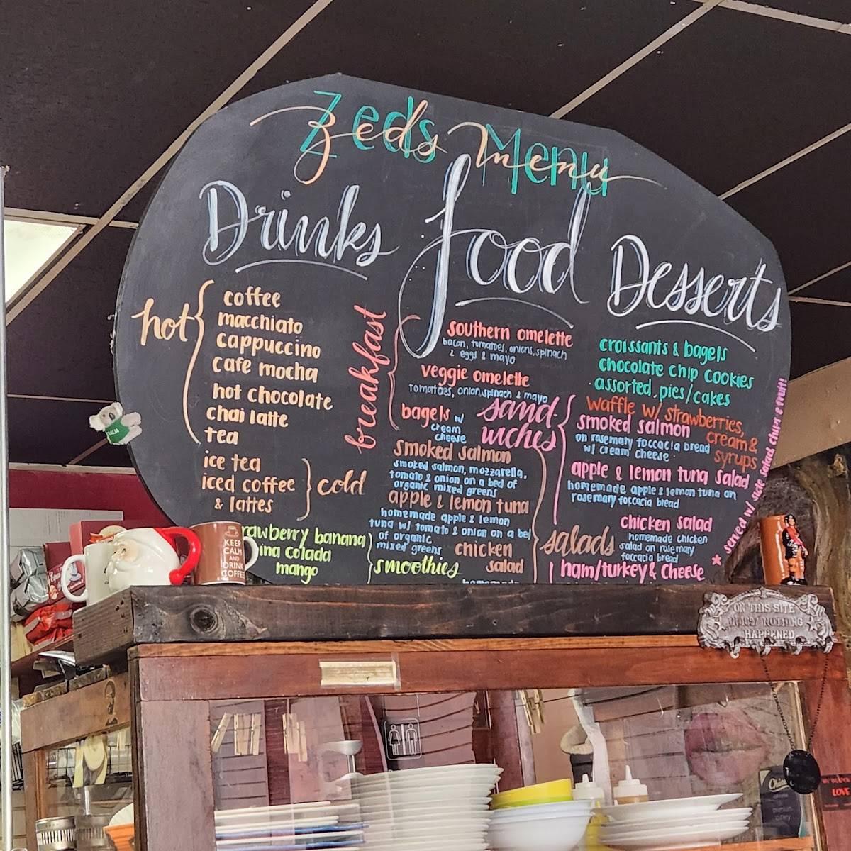 Zed's Cafe меню