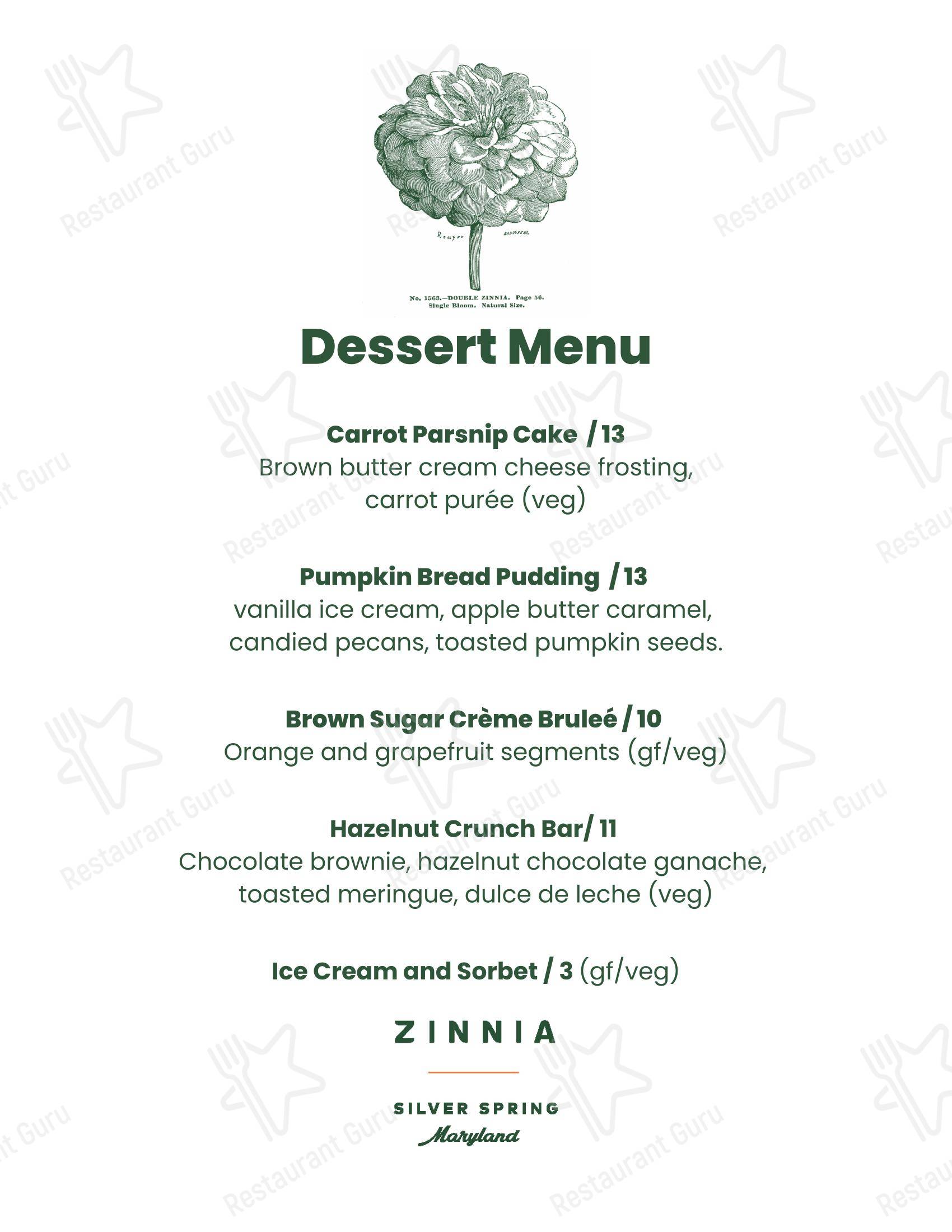 Wine Menu паба и бара Zinnia в Силвере-Спринге