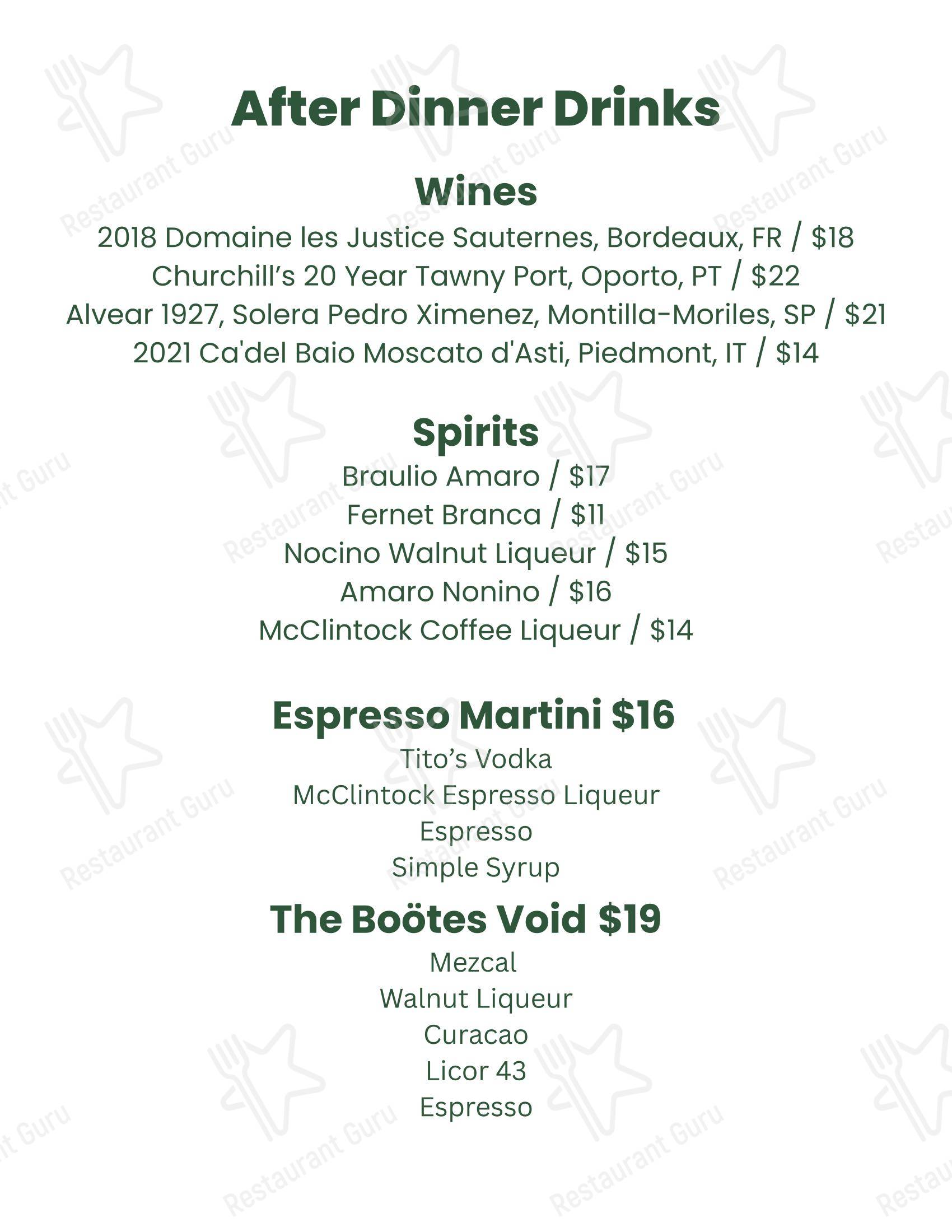 Zinnia в Силвере-Спринге - Wine Menu