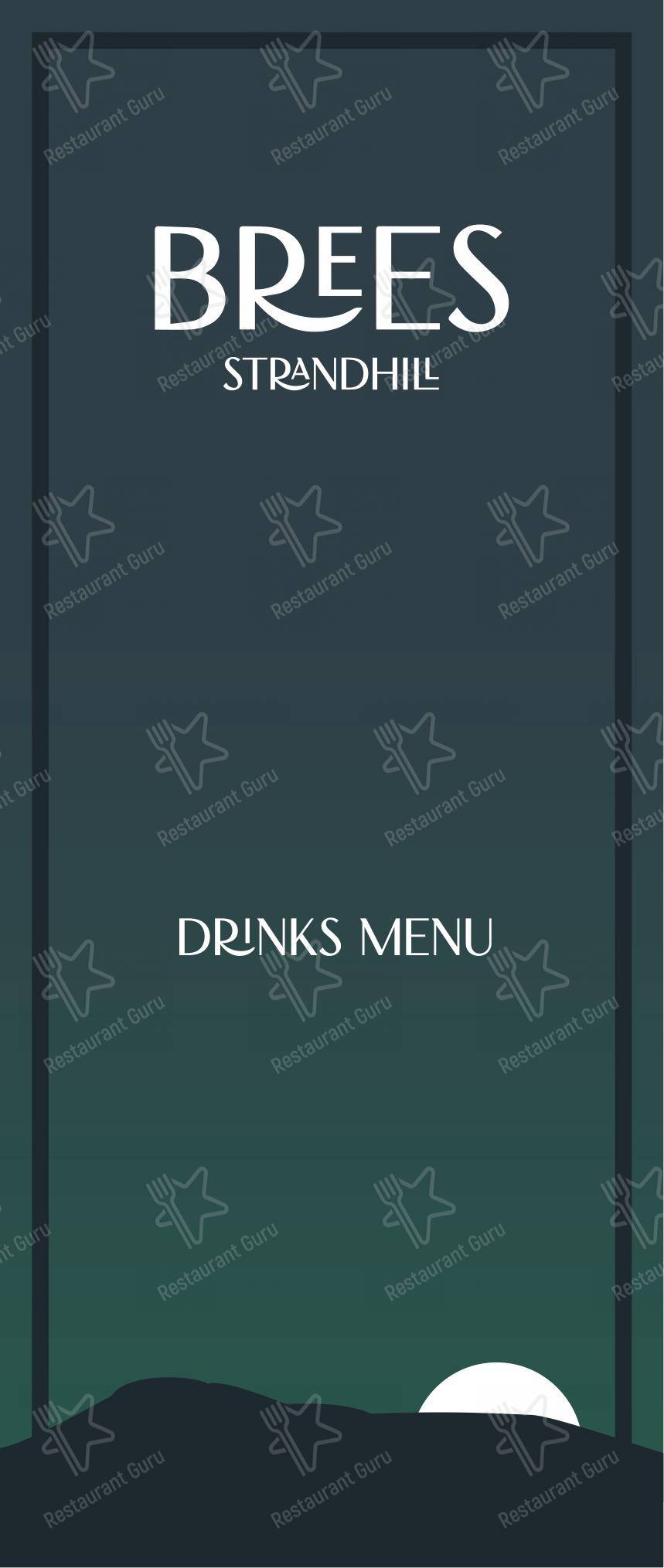 Меню паба и бара Bree’s bar