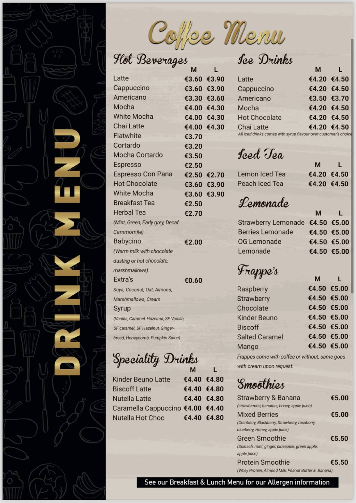 copper cafe меню